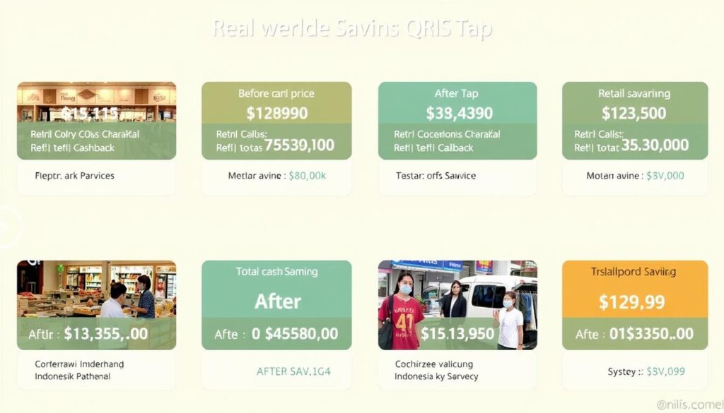 Contoh penghematan riil dengan QRIS Tap di berbagai merchant Contoh penghematan riil dengan QRIS Tap di berbagai merchant