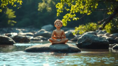 Meditasi di Sungai: Tren Aura Farming Anak