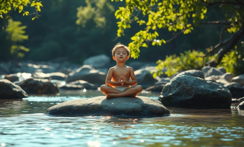 Meditasi di Sungai: Tren Aura Farming Anak