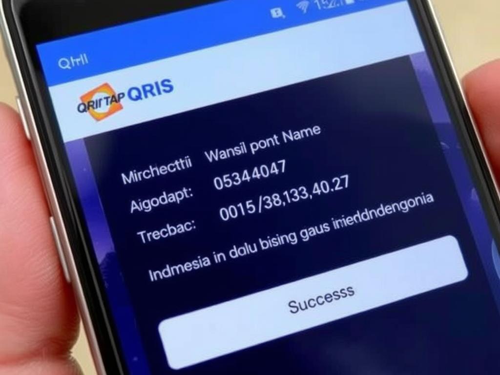 Tampilan verifikasi transaksi QRIS Tap di smartphone Tampilan verifikasi transaksi QRIS Tap di smartphone